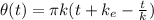 \theta(t) = \pi k(t+k_e-\frac{t}{k} )