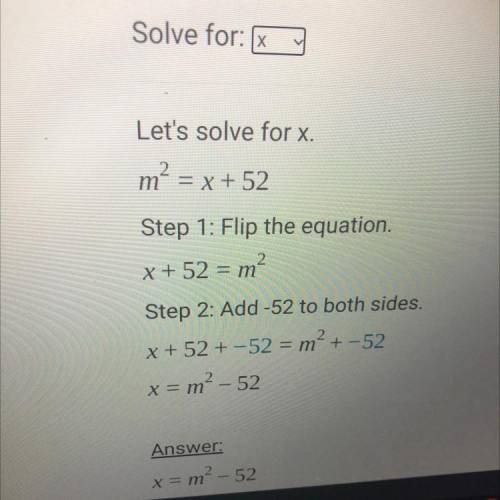 Find the value of x
m2 = x + 52