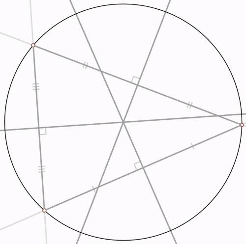 Intersection of which lines should be taken as the center of the circumscribed circle of a triangle?