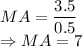 MA=\dfrac{3.5}{0.5}\\\Rightarrow MA=7