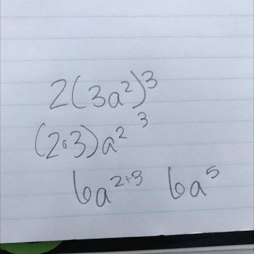 2(3a^2)^3 how do i solve this