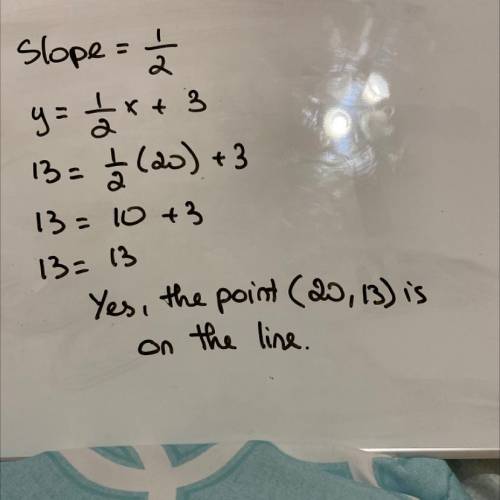 2.

Write an equation for the line, in slope intercept form. Then answer, is the point (2013) on|
th
