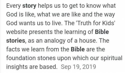 Why are stories and (bible) stories important ?