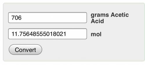 How many grams of carbon are there in 706 grams of acetic acid