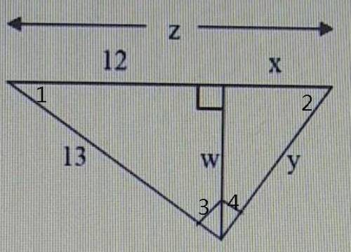 How do you solve this?

Geometric Mean Middle, Left, RightDetermine the value of x, y, w and z.. Rou