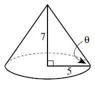 The radius of the base of the right circular cone shown below is 5 inches and the height of the cone