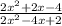 \frac{2x^{2}+2x-4 }{2x^{2} -4x+2}
