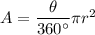 A=\dfrac{\theta }{360^\circ}\pi r^2