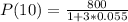 P(10) =\frac{800}{1+ 3*0.055}