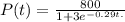 P(t) =\frac{800}{1+ 3e^{-0.29t.}}
