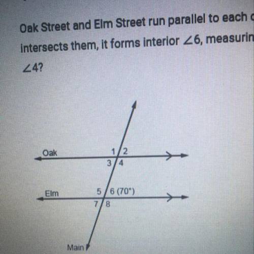 Oak Street and Elm Street run parallel to each other. When Main Street

intersects them, it forms in