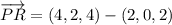 \overrightarrow{PR} = (4,2,4)-(2,0,2)