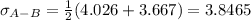 \sigma _{A-B}=\frac{1}{2} (4.026+3.667)=3.8465