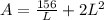A =  \frac{156}{L} + 2L^2