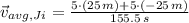 \vec v_{avg,Ji} = \frac{5\cdot (25\,m)+5\cdot (-25\,m)}{155.5\,s}
