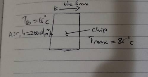 A square isothermal chip is of width w 5 mm on a side and is mounted in a substrate such that its si