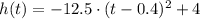 h(t) = -12.5\cdot (t-0.4)^{2}+4