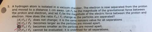 A hydrogen atom is isolated in a vacuum chamber, the electron is now separated from the proton and m