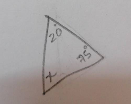 in the triangle below, find the measurements of the unknown angles. 75 - O A. 750, 105° O B. 400, 80