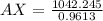 AX = \frac{1042.245}{0.9613}