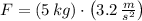 F = (5\,kg)\cdot \left(3.2\,\frac{m}{s^{2}} \right)