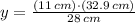 y = \frac{(11\,cm)\cdot (32.9\,cm)}{28\,cm}