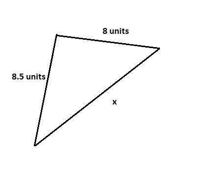 What is the range of possible sizes for side x? the other two sides are 8.0 and 8.5