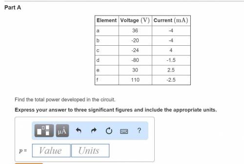 Find the total power developed in the circuit. Express your answer using three significant figures a