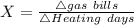 X=\frac{\triangle gas\ bills}{\triangle Heating\ days}