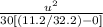 \frac{u^2}{30[(11.2/32.2)-0 ]}