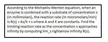 According to the Michaelis-Menten equation, when an enzyme is combined with a substrate of concentra