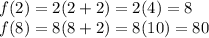 f(2)=2(2+2)=2(4)=8\\f(8)=8(8+2)=8(10)=80