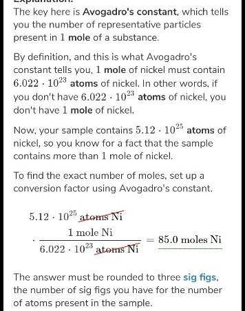 How many moles of nickel is 3.88 x 10^25 atoms of nickel?