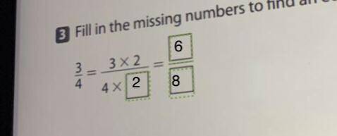 Fill in the missing numbers to find an equivalent fraction to 3/4