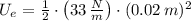 U_{e} = \frac{1}{2}\cdot \left(33\,\frac{N}{m} \right) \cdot (0.02\,m)^{2}