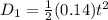 D_1=\frac{1}{2}(0.14)t^2