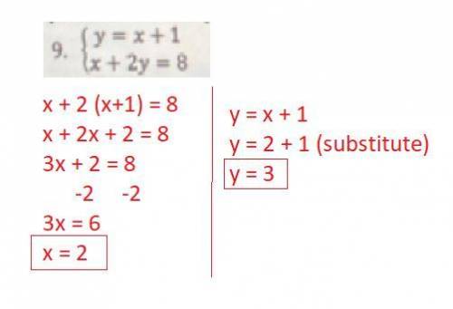 Solve each system of equations using substitution