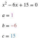 Solve x^2−6x+15=0 by completing the square
