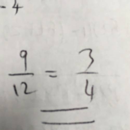 What is the fraction in the simplest form?  9/12