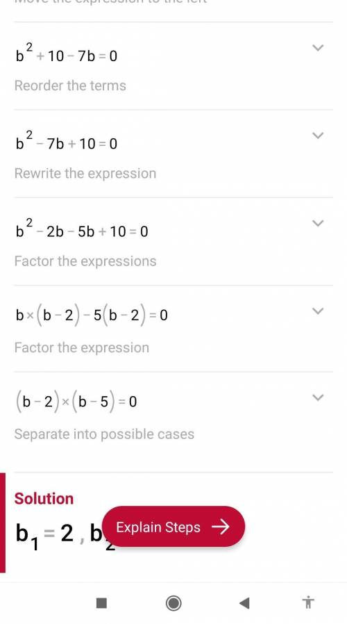 B²=-10 + 7b
How do I solve this?