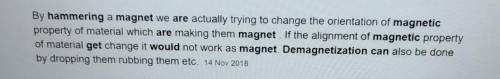 Why does a magnet get demagnetized when hammered?