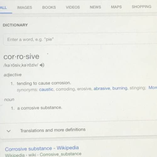 What does the term corrosive mean ?