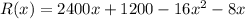R(x) = 2400x + 1200 - 16x^2 -8x