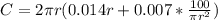 C = 2\pi r(0.014r+ 0.007*\frac{100 }{\pi r^2})