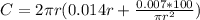 C = 2\pi r(0.014r+ \frac{0.007*100 }{\pi r^2})