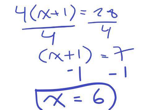4(x + 1) = 28
Multi step