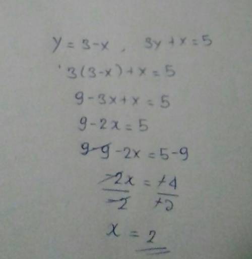 9) y =3 - X
3y + x = 5