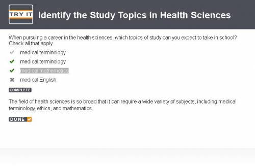 When pursuing a career in the health sciences, which topics of study can you expect to take in schoo