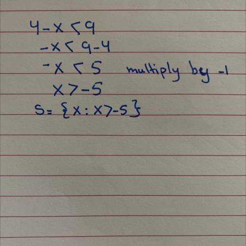 Solve the inequality
4-x<9