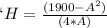 `H = \frac{(1900 - A^2)}{(4*A)}
